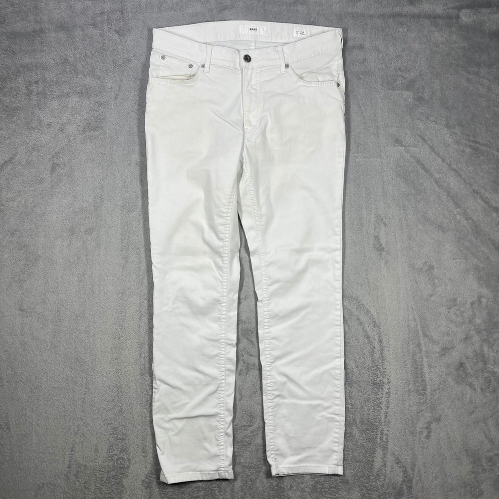 Brax Chuck Modern Fit Pants Mens 34x34(32x29) White Hi-Flex Stretch 80-3650/99